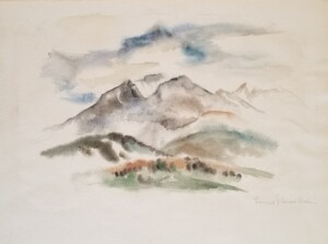 Louise Ronnebeck, Mountain landscape, watercolor on paper, undated