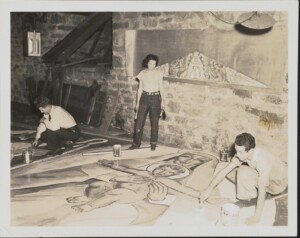 Louise at work, Nativity, Pediment City and County Building, Denver, oil on canvas, In place December 1935-January 1936 Louise Ronnebeck, at work, Nativity, Pediment City and County Building, Denver, oil on canvas, In place December 1935-January 1936
