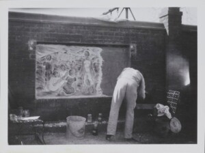 Artist at work, Kent School for Girls, fresco, 1933, Destroyed Louise Ronnebeck, Kent School for Girls, fresco, 1933, Destroyed