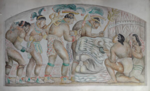 Louise Ronnebeck, Mural Study for LA Terminal Annex Post Office, Panel 1, tempera on paper on board, 1944