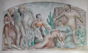 Louise Ronnebeck, Mural Study for LA Terminal Annex Post Office, Panel 5, 1944