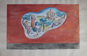 Mural Study for Weld Hospital, Colorado, watercolor on paper, 1952 Louise Ronnebeck, Mural Study for Weld Hospital, Colorado, watercolor on paper, 1952