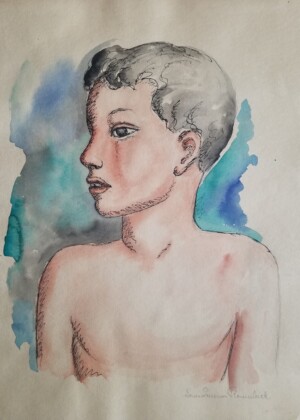 Louise Ronnebeck, Portrait of my Son, watercolor and ink on paper, c1937